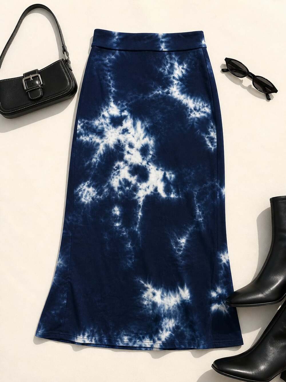 Adam Levine Tie Dye Midi Skirt Small Blue White Y2K‎ Grunge Stretch USA